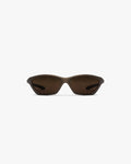 Front product image of mens bronze sunglasses on a plain white background | 247 Arena Sunglasses in Bronze | Distinctive bronzed frame sunglasses | 247 Accessories | Represent Clo