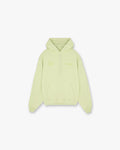 Front product image of a mens green hoodie on a plain white background | 247 Future Terrains Oversized Hoodie in Shadow Lime | Oversized hoodie with spacious fit | 247 Hoodies | Represent Clo