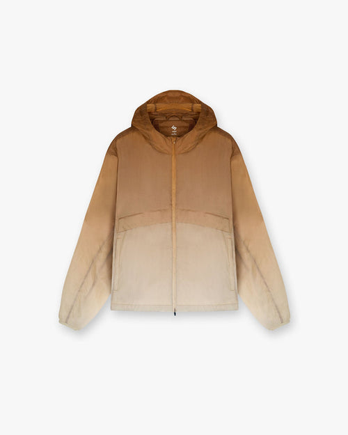 Front product image of a mens grey hooded jacket on a plain white background | 247 Hooded Training Jacket in Ombre | Oversized hoodie with popper fastening | 247 Outerwear | Represent Clo