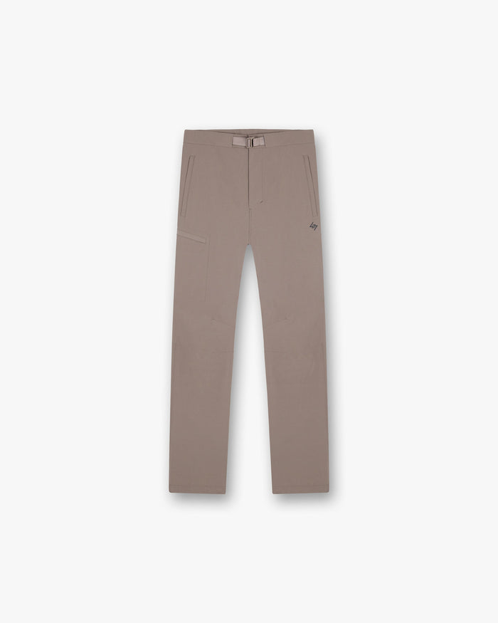 Front product image of mens brown pants on a plain white background | 247 Mission Pant in Umber | Oversized straight fit pants with ribbed hem | 247 Pants | Represent Clo