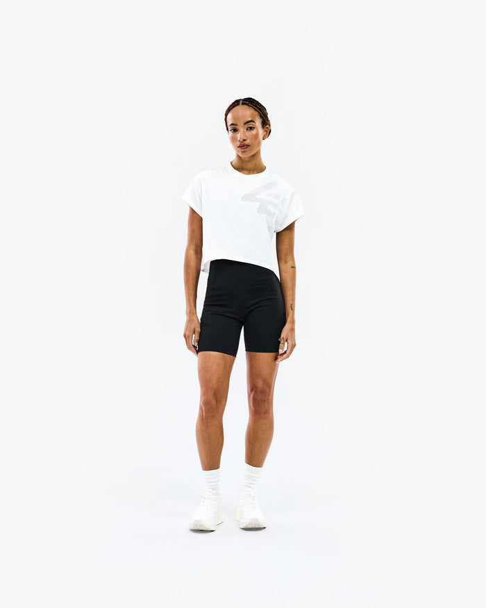 247 Perforated Cropped Training T-Shirt - White