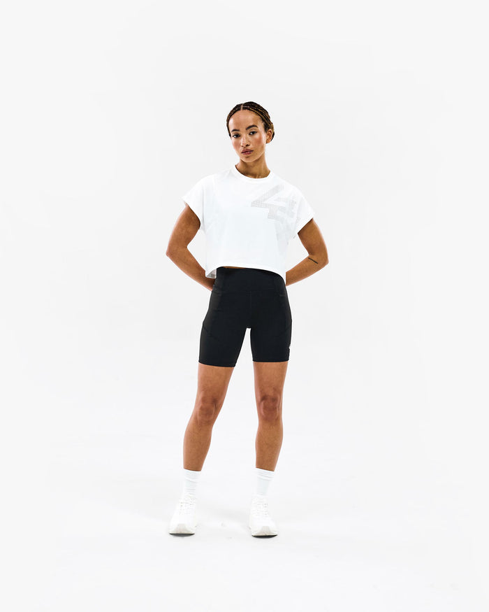 247 Perforated Cropped Training T-Shirt - White