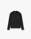 Front product image of a mens black ribbed long sleeve top on a plain white background | 247 Ribbed Long Sleeve Top in Black | Ribbed long sleeve top in heavyweight jersey cotton | 247 T-Shirts | Represent Clo