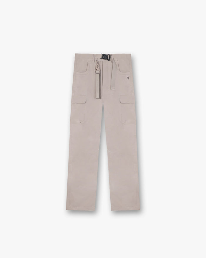 Front product image of a mens grey cargo pants on a plain white background | 247 Technical Cargo Pant in Moonrock | Technical cargo pants with multiple pockets | 247 Pants | Represent Clo