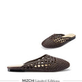 Alora Brown - Woven Leather Slides