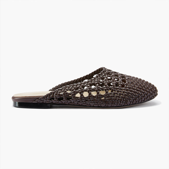 Alora Brown - Woven Leather Slides