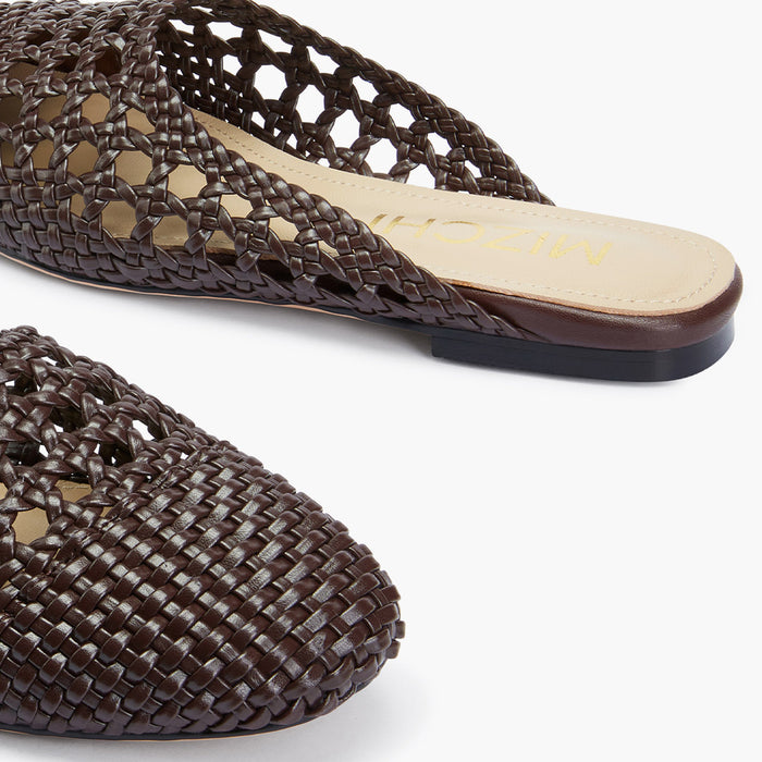 Alora Brown - Woven Leather Slides