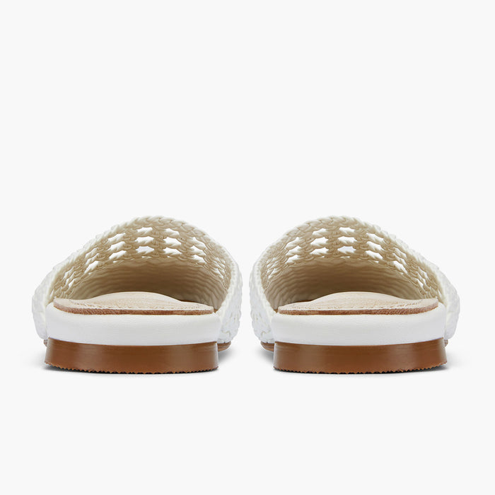 Alora White - Woven Leather Slides