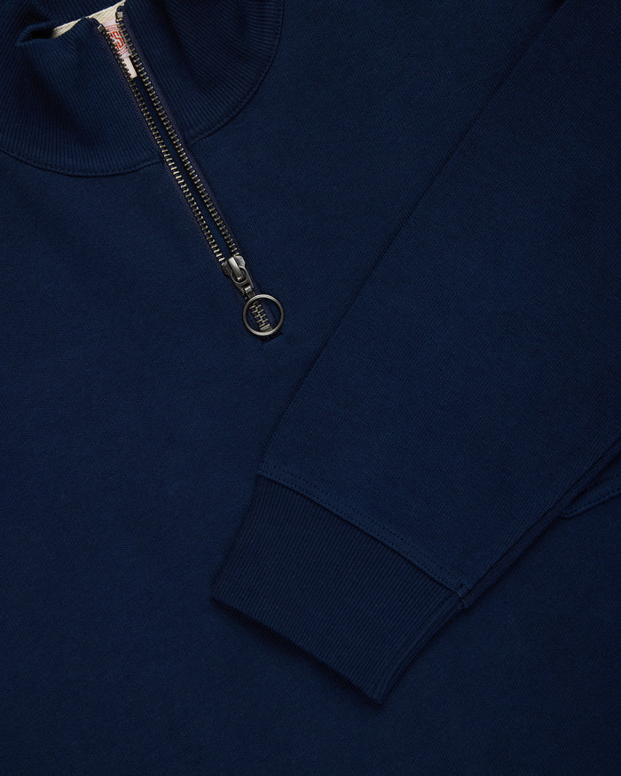 Armor-Lux Navy Quarter-Zip Organic Cotton Sweatshirt