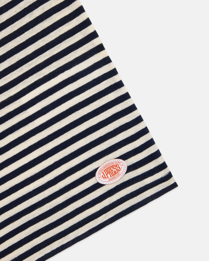 Armor-Lux Navy & White Stripe Cotton-Linen T-Shirt