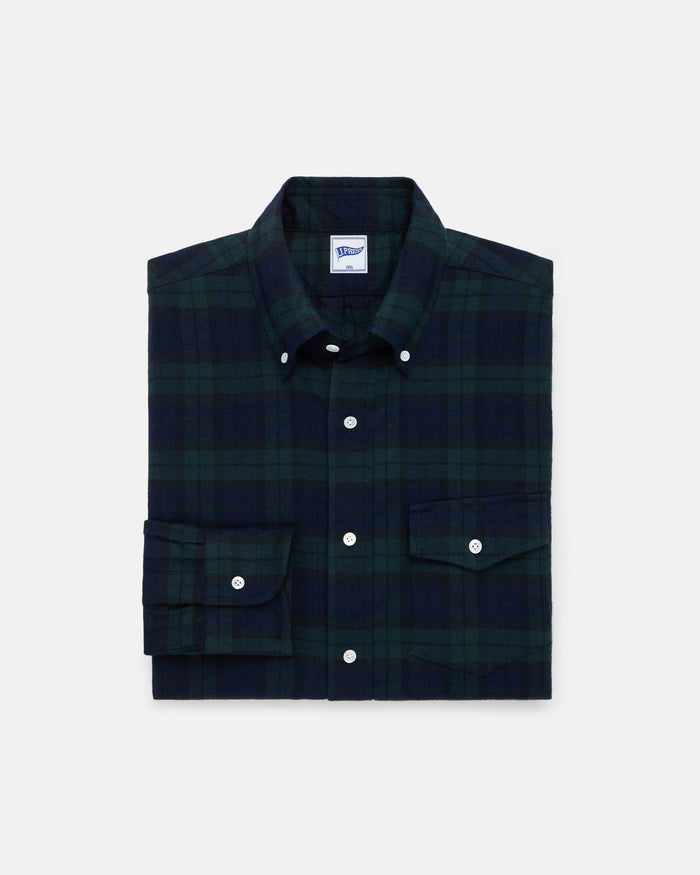 Black Watch Tartan Enzyme-washed Sport Shirt - Trim Fit