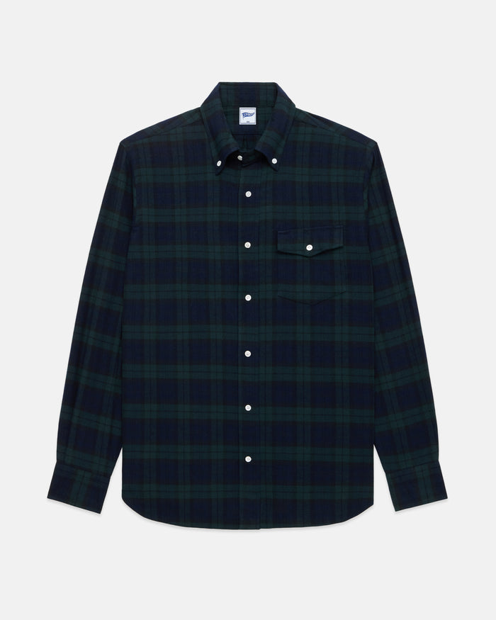 Black Watch Tartan Enzyme-washed Sport Shirt - Trim Fit