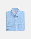 Blue Blazer Stripe Semi-Spread Collar Custom Shirt