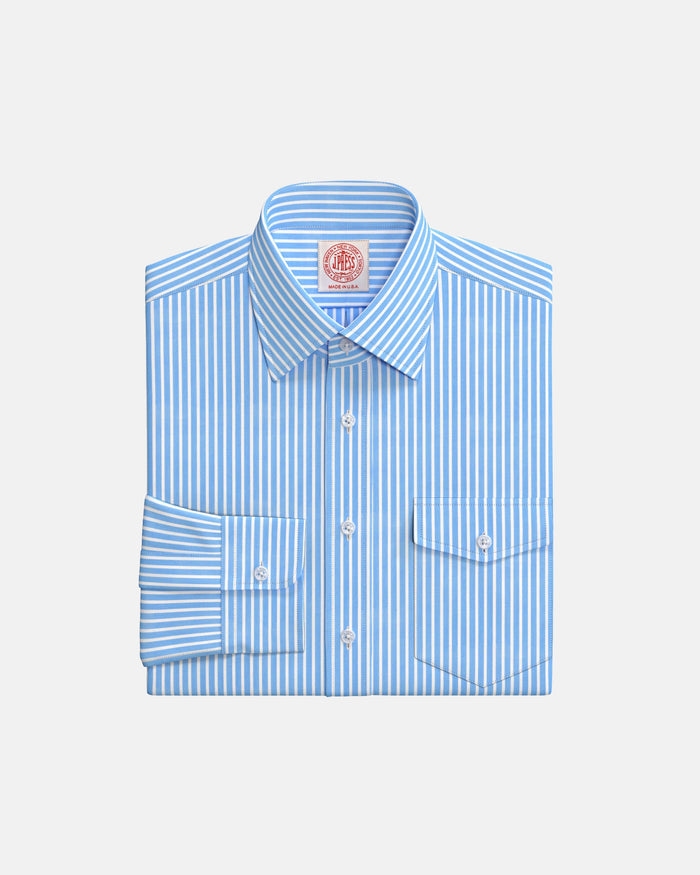 Blue Blazer Stripe Semi-Spread Collar Custom Shirt