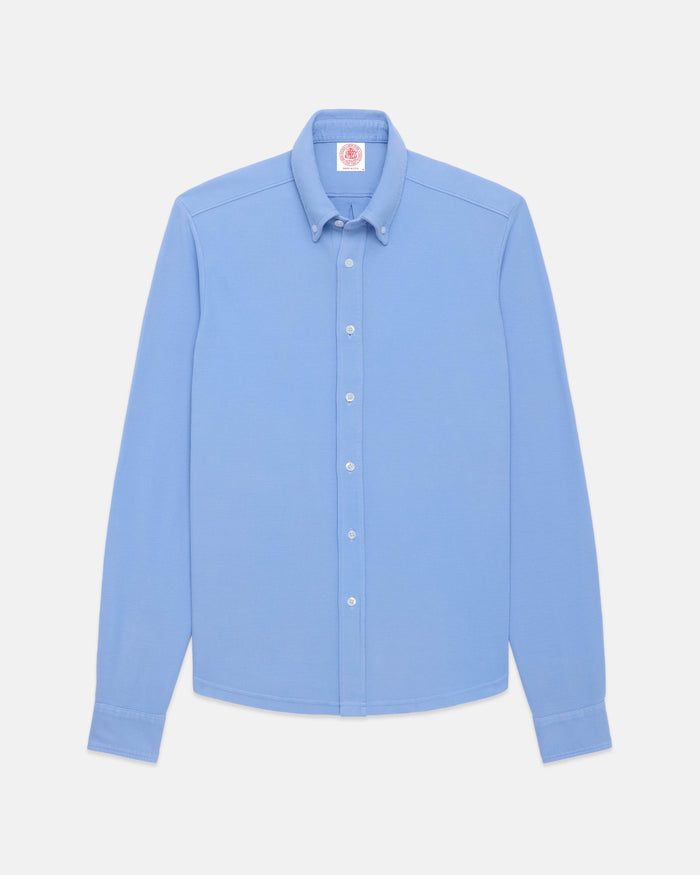 Blue Pique Button Down Shirt