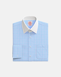 Blue Plaid Semi-Spread Collar Custom Shirt