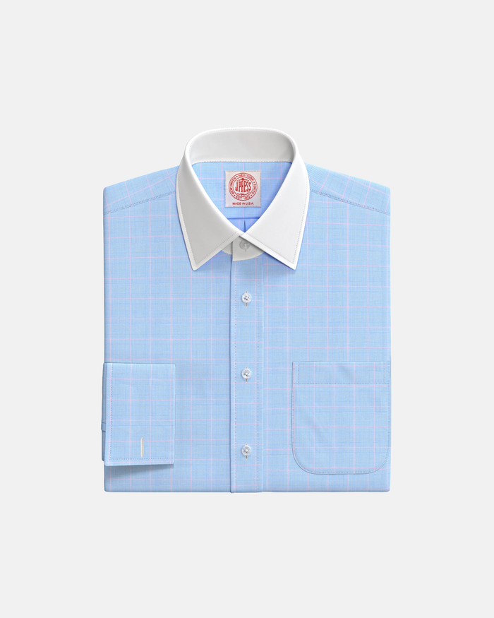 Blue Plaid Semi-Spread Collar Custom Shirt