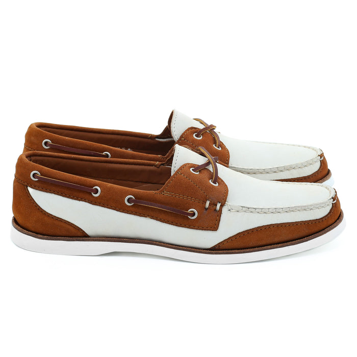 Boothbay Boat Shoe - Parchment Cotswold/Chestnut Vienna