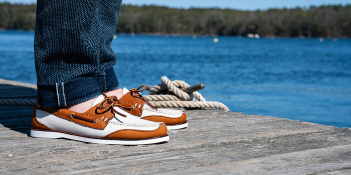 Boothbay Boat Shoe - Parchment Cotswold/Chestnut Vienna
