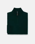 Bottle Green Lambswool Quarter Zip-up Sweater