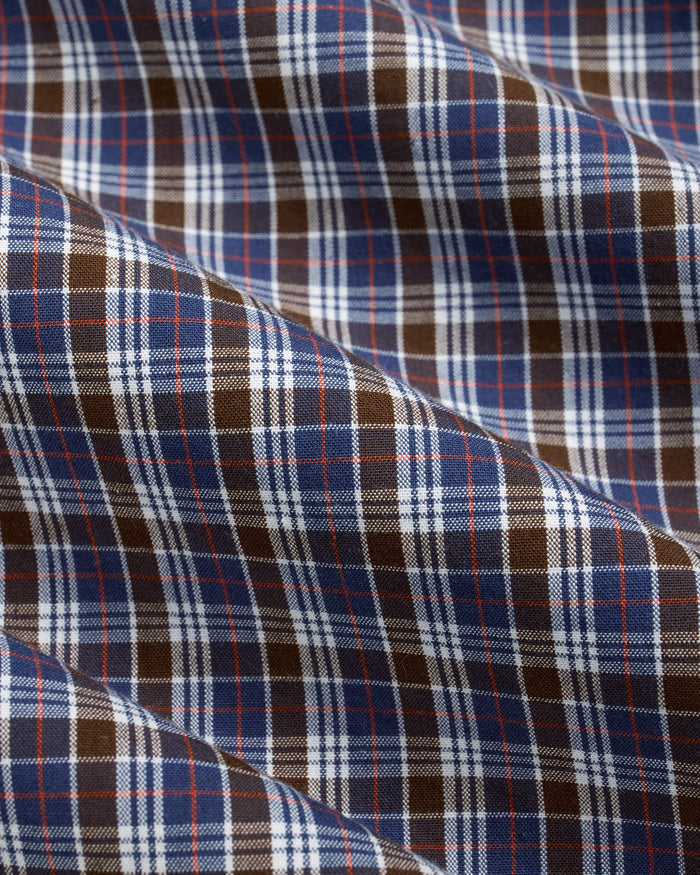 Brown & Blue Mini-check Sport Shirt - Trim Fit