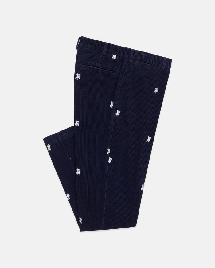 Bulldog Embroidered Corduroy Pant