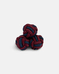 Burgundy & Blue Monkey's Fist Silk Knot Cufflinks