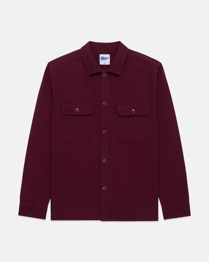 Burgundy Cotton Canvas Overshirt - Trim Fit