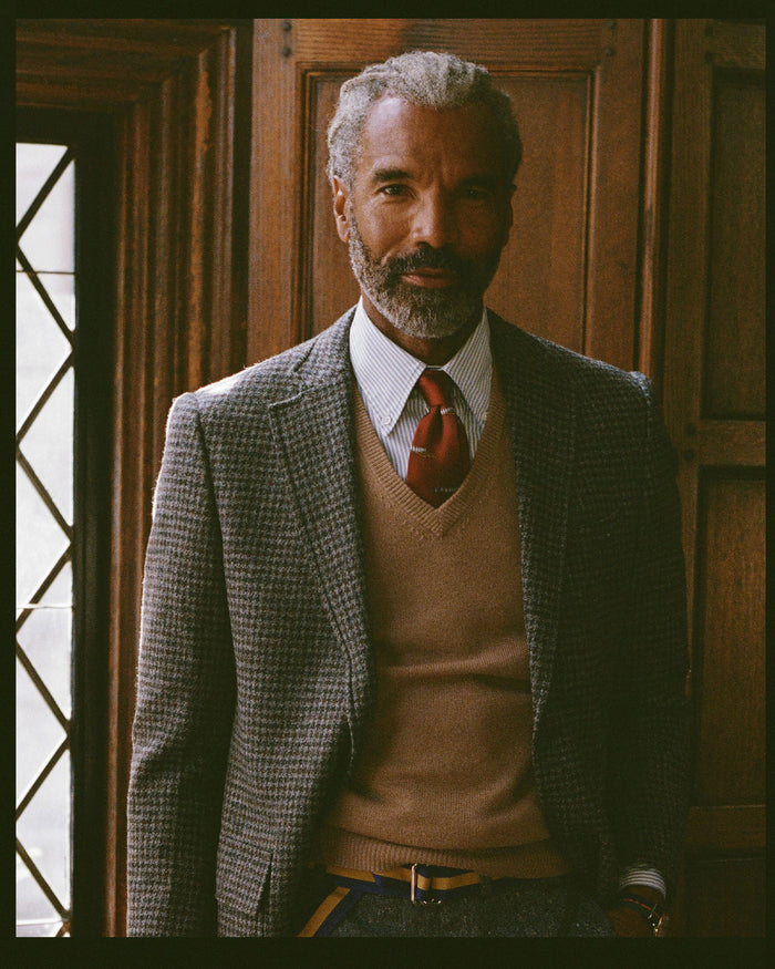 Camel Lambswool V-neck Sweater