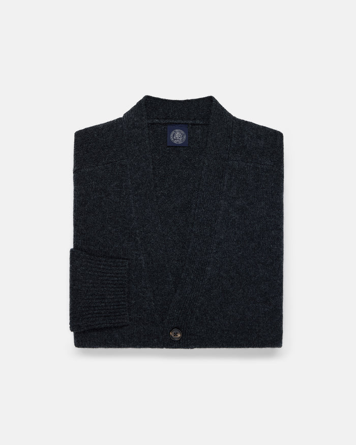 Charcoal Lambswool Cardigan Sweater