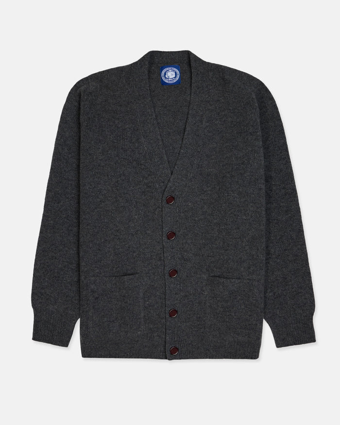 Charcoal Lambswool Cardigan Sweater