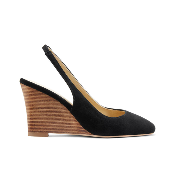 Chibon Black - Suede Wedges
