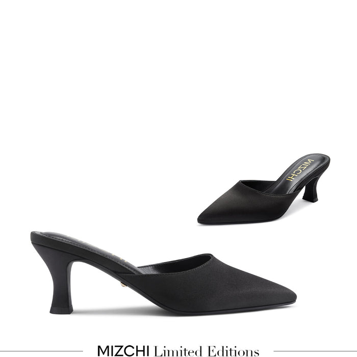 Clio Black - Satin Mules