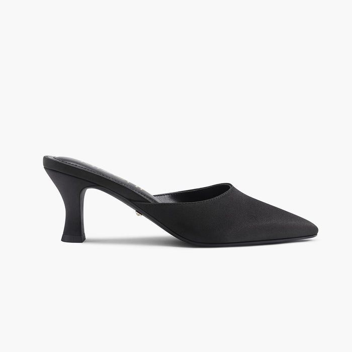 Clio Black - Satin Mules