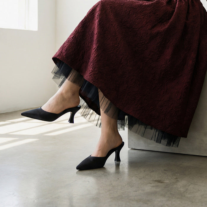 Clio Black - Satin Mules