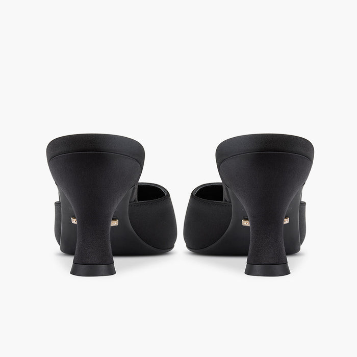 Clio Black - Satin Mules