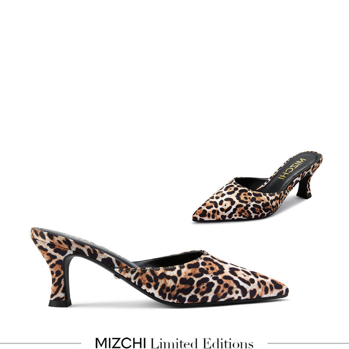 Clio Leopard - Satin Mules
