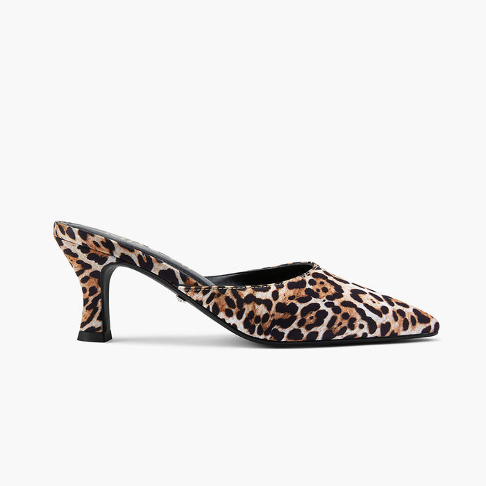 Clio Leopard - Satin Mules