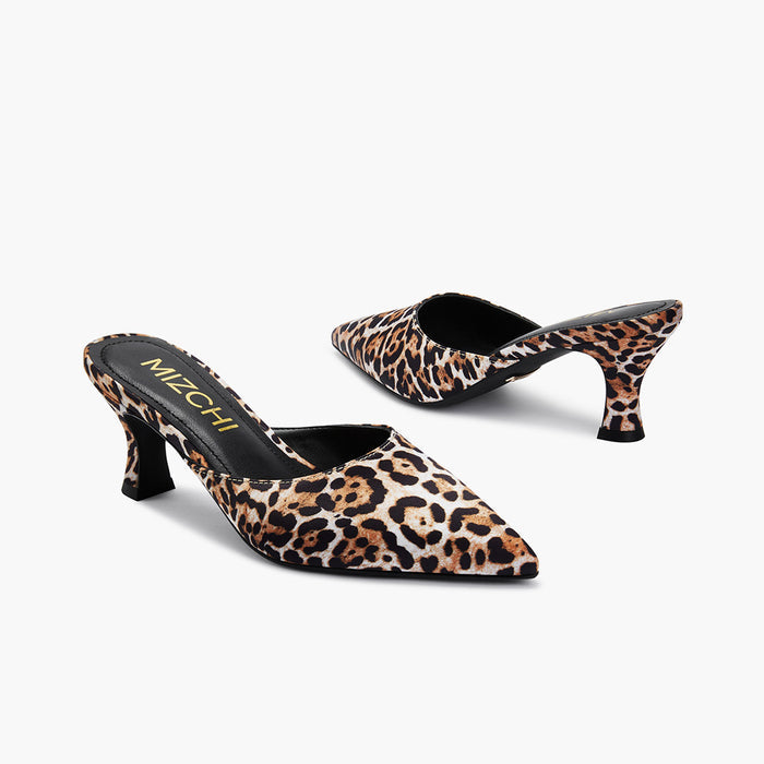 Clio Leopard - Satin Mules