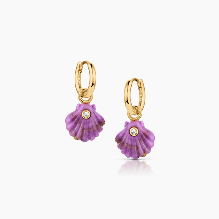 Coquille Purple Mica Shell Hoop Earrings