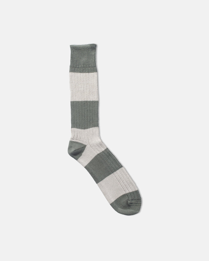Cream & Khaki Rugby Stripe Cotton Socks