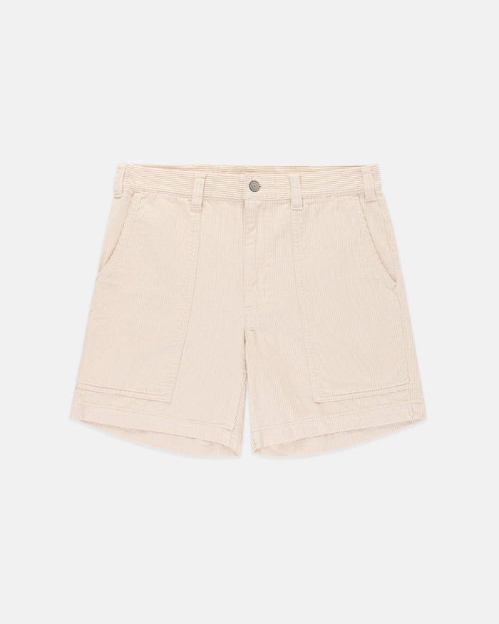Cream Wide-Wale Cotton Corduroy Shorts - Trim Fit