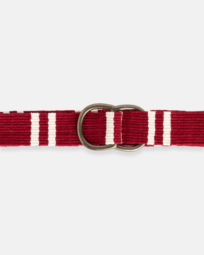 Crimson with Cream Regimental Stripe D-Ring Belt
