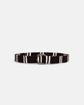 Dark Brown with Cream Regimental Stripe D-Ring Belt