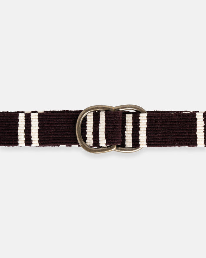Dark Brown with Cream Regimental Stripe D-Ring Belt