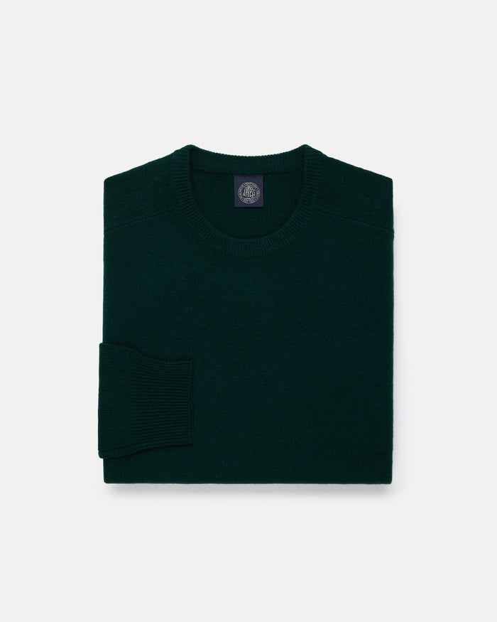 Dark Green Lambswool Crewneck Sweater
