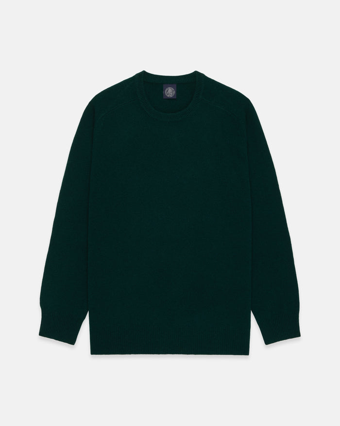 Dark Green Lambswool Crewneck Sweater