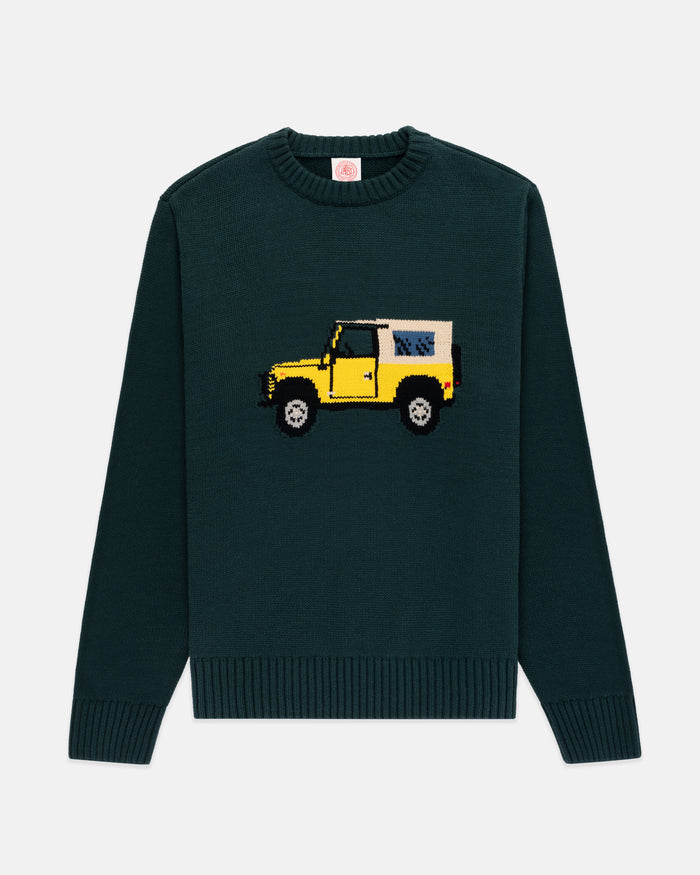 Defender Intarsia Knit Cotton Sweater