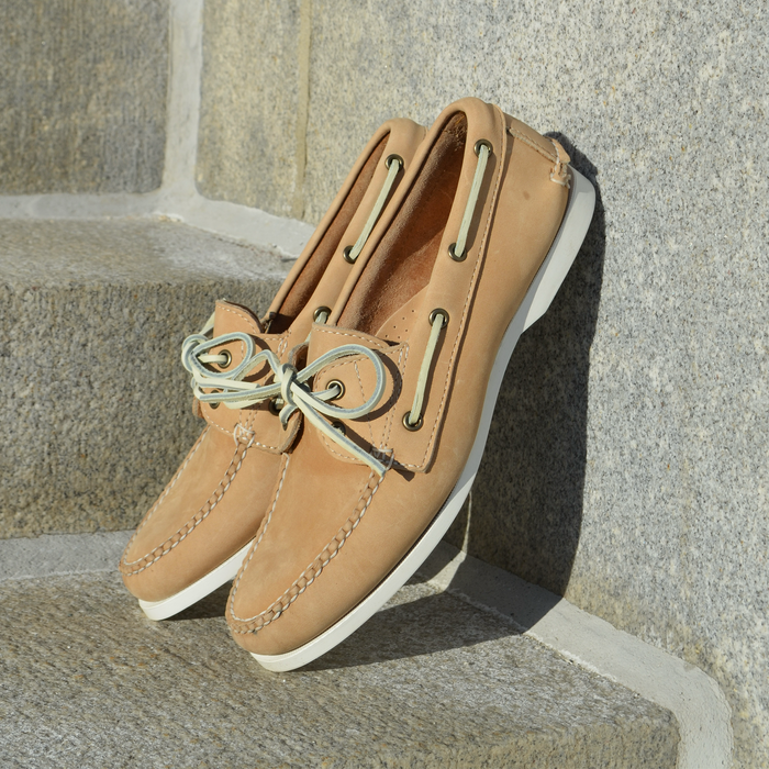 Dirigo Boat Shoe - Bone Snuffed Suede