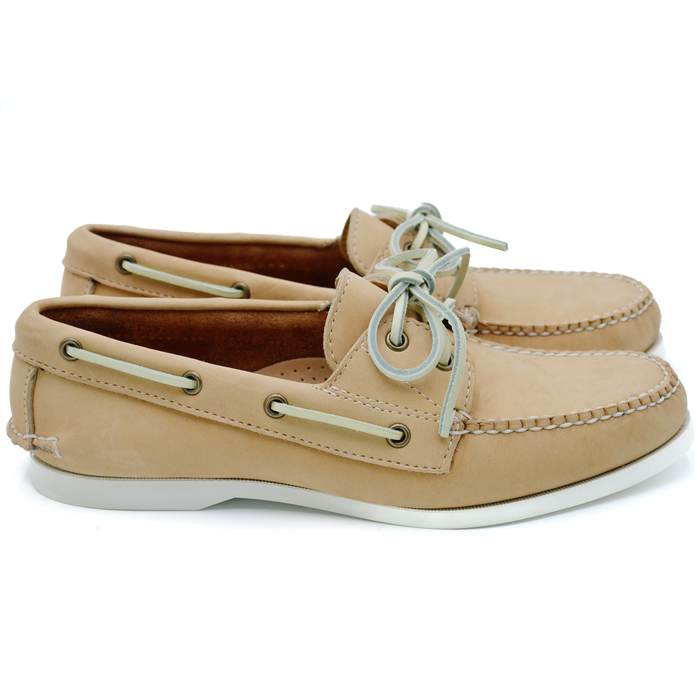 Dirigo Boat Shoe - Bone Snuffed Suede